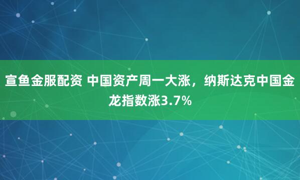 宣鱼金服配资 中国资产周一大涨，纳斯达克中国金龙指数涨3.7%