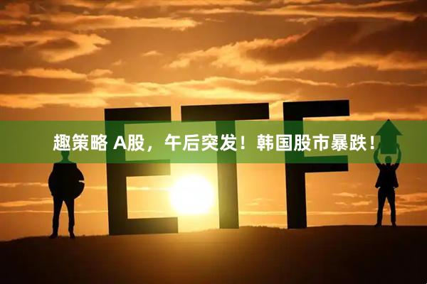 趣策略 A股，午后突发！韩国股市暴跌！